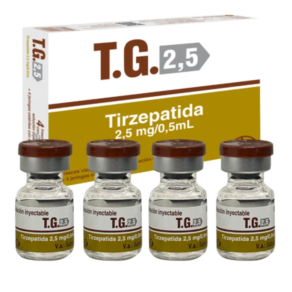 TG 2.5 Tirzepatida 2,5 mg0,5 mL Solução Injetável com Seringa - Contém 4 Frascos