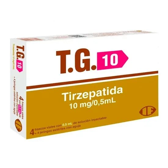 TG 10 Tirzepatida 10 mg0,5 mL Solução Injetável com Seringa - Contém 4 Frascos
