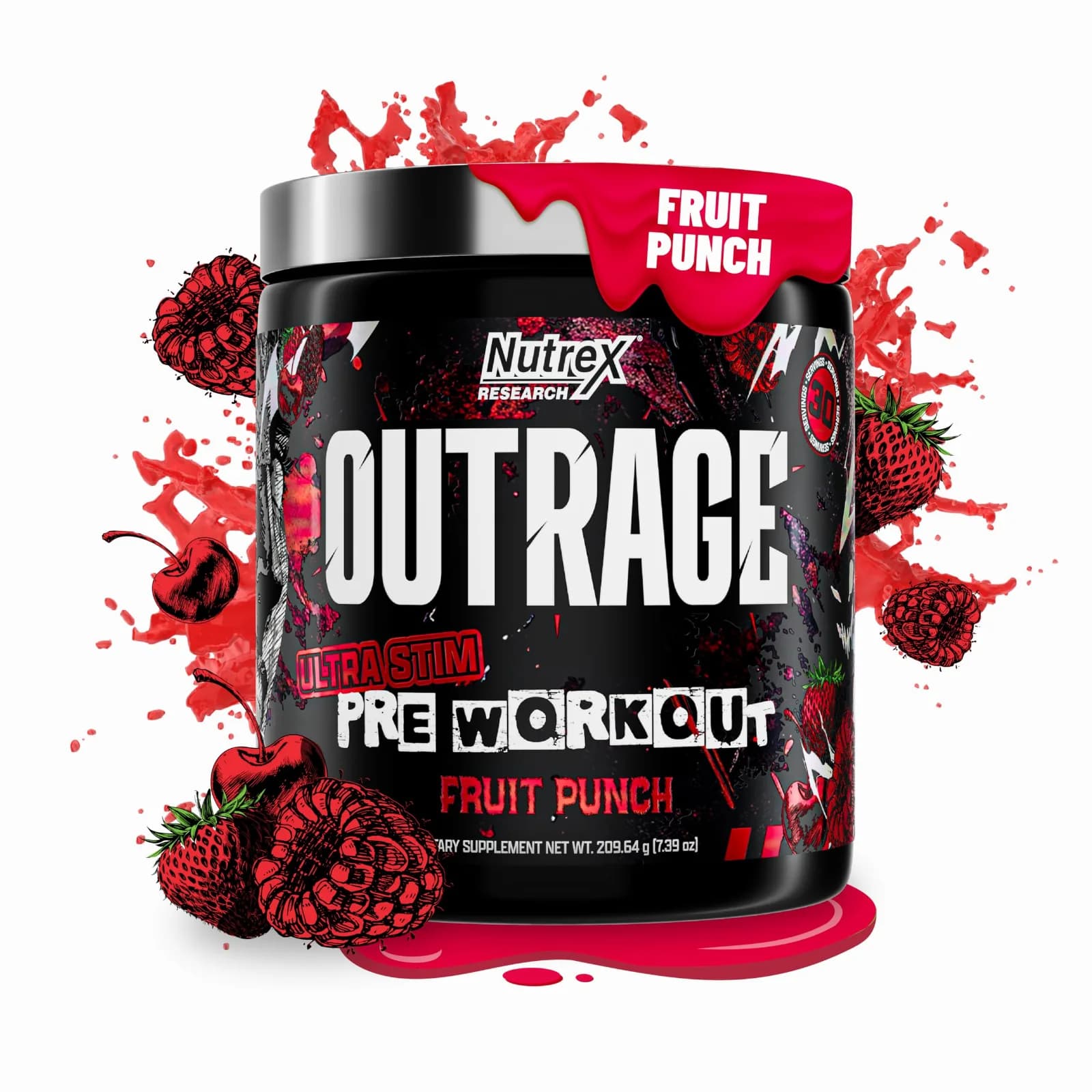 Pré treino Outrage - fruit punch - Nutrex 201g